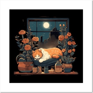 Lazy Cat Nap King Funny Cute Vintage Style Posters and Art